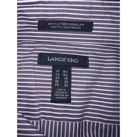 Lands’ End Top Women's Size 18W Purple Stripe Striped Button Up 3/4 Sleeve Shirt - Picture 9 of 11